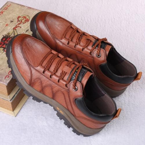 Misalwa New Mens Casual Shoes Low-top Outdoor Hiki Mens Shoes Trend Leather Oxford Shoes Long Lasting Platform Men Moccasins