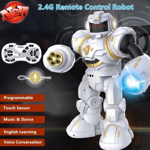Multi-functional Remote Control Robot Voice Conversation Touch Sensor English Learning Dance Music LED Shiny Light Puzzle RC Toy