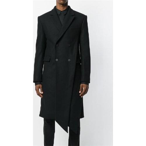 Custom 2018 S-6XL! Mens hair woollen coat original irregular design of the knee trench coat size menswear
