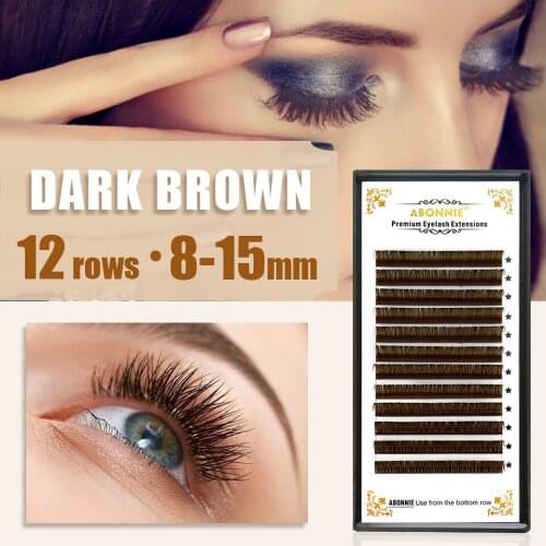Abonnie Dark Brown Eyelash Extension Individual Mink Russian C/D 8-15mm MIX False Eyelashes Volume Makeup Eyelashes