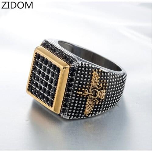 2018 new arrived Men vintage Iran Faravahar Ahura Mazda rings Gold silver Color Zoroastrian fashion ring male jewelry gifts
