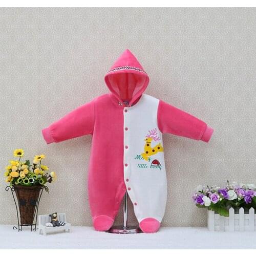 New Style Baby One Piece Girls Velour Rompers Spring Long Sleeve Boys Nighty Toddler Hoodie clothes Printed Fashion Girls Suits