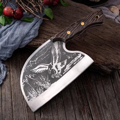 Traditional Handmade Butcher Knives Forged Cleaver Knife 7Cr17 Hammer Pocket Kitchen Chef Knife Meat Fish Slicing Chopping Knife