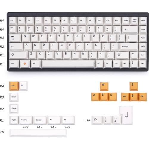 NPKC White Orange Dye-sub Cherry Profile 106 Keycaps