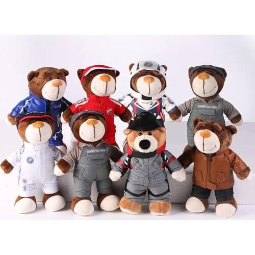 Wear Biker Jacket Racing Helmet Bear Plush Toy Locomotive Bear Stuffed Plush Toys Doll Motorcycle Decoration Souvenir Gift