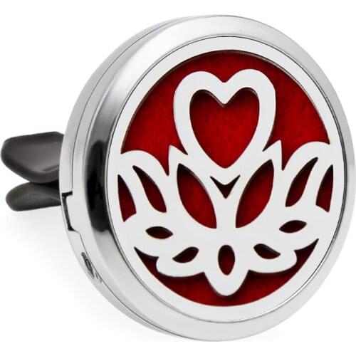 Wholesales heart flower Car vent clip Diffuser locket Essential Oil Perfume locket 30mm Magnetic medallion 10Pad random as gift
