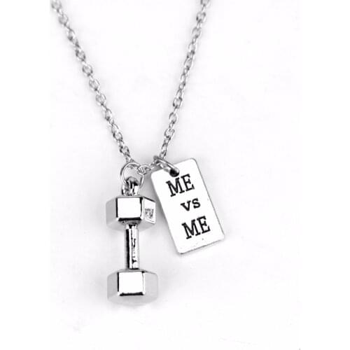 Fitness Gym dumbbell Pendant necklace Jewelry Bodybuilding Necklaces Men Women Sport Kettlebell Barbell Dumbbell Gift