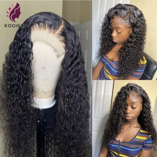 13x4 Lace Front Left Part Curly Human Hair Wigs For Women Deep Curly Brazilian Remy Hair Pre-Plucked Free Part Lace Front Wigs