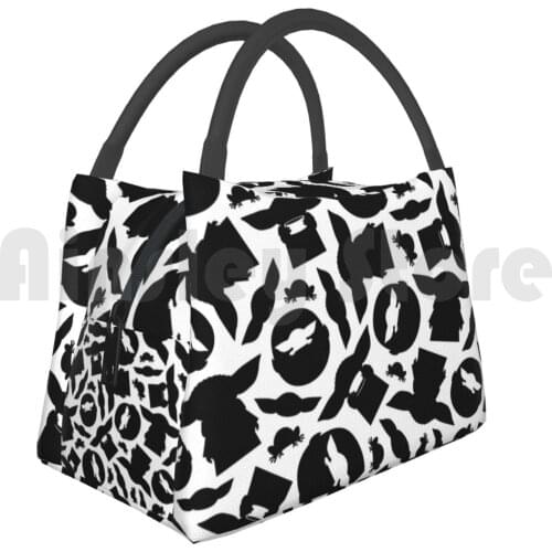 Portable Insulation Bag Monochrome Silhouettes Black White Mono Monochrome Silhouette Silhouettes Outline Shape