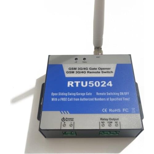 2G/3G/4G RTU5024 GSM Gate Opener Relay Switch Wireless SMS Call Remote Control Gate Door Opener Free Call for Access Control