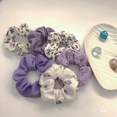 Ponytail Holder for Women Hair Accessories Flower Pattern Fashion Cloth Large Intestine Nice Gift Elastic Hair Bands