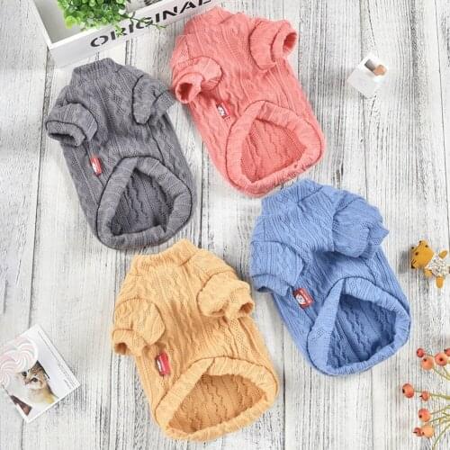 Pet Dog Bottoming Shirt Teddy Warm Knitted Sweater Puppy Wavy Strip Clothes Hoodies Pet Pullovers Pet Dog Clothes Puppy Clothes