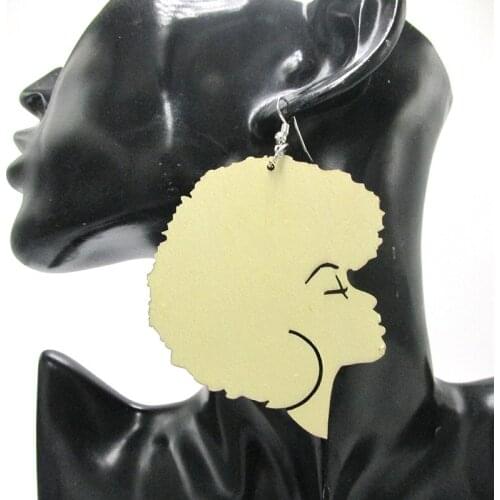 3 inch Natural Hair Wood Earrings