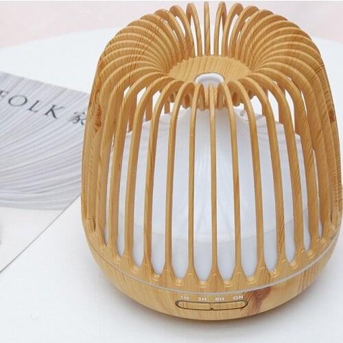 Cross border birdcage wood aromatherapy machine ultrasonic smart home appliances hollow humidifier colorful aromatherapy