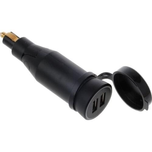 DIN3.1A Motorcycle Waterproof Power Adapter Dual USB Charger With Cigarette Lighter For BMW Hella DIN Motor E7CA
