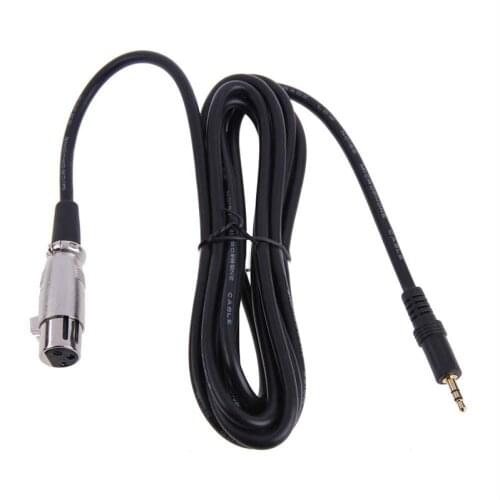 XLR 3 Pin Female to 1/8In 3.5mm Stereo Jack Right Angle Audio Mic Cable Cord for Microphone