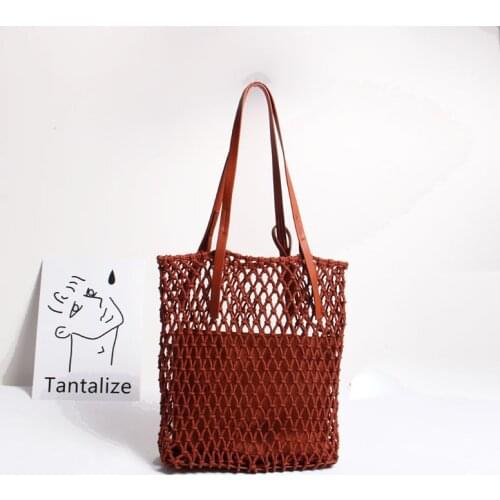 Summer Leather Belt Woven Bag Women Shoulder Handbags Large Capacity Seaside Holiday Hollow Travel Ladies Beach Bags New Fashion