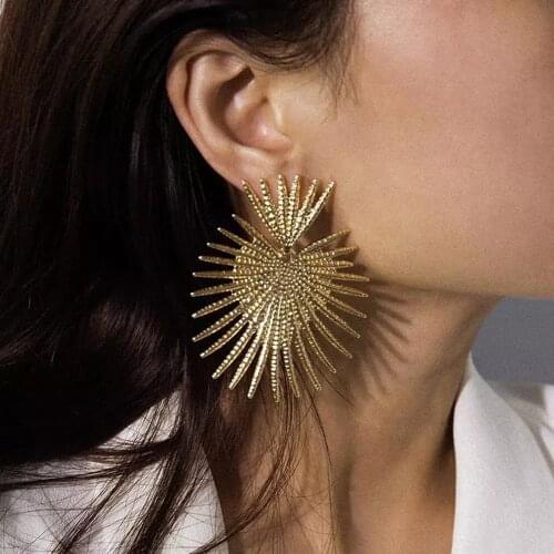 AENSOA Trendy Irregular Big Earrings for Women Vintage Geometric Oversize Firework Metal Statement Earrings Shine Brightest Gift