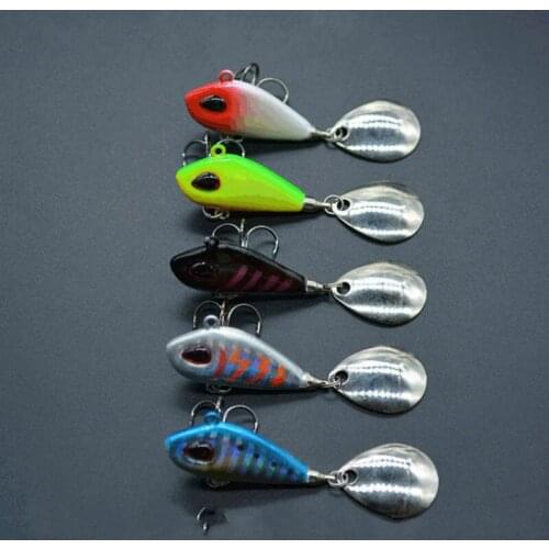 1 Pcs Mini VIB Long Throw Road Sub Bait with Sequin Submerged Rotating Vibration Sequin Artificial Bionic Bait Sea Fishing Gear