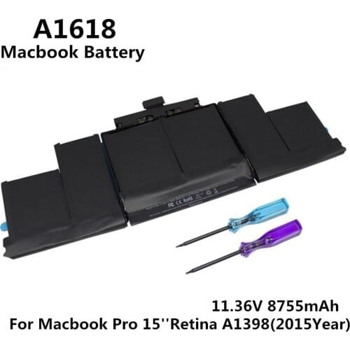 100% Original 11.36V 8755mAh Notebook Laptop A1618 Battery FOR Apple Macbook Pro 15'' Retina A1398 2015 Year MJLQ2LL/A MJLT2LL/A