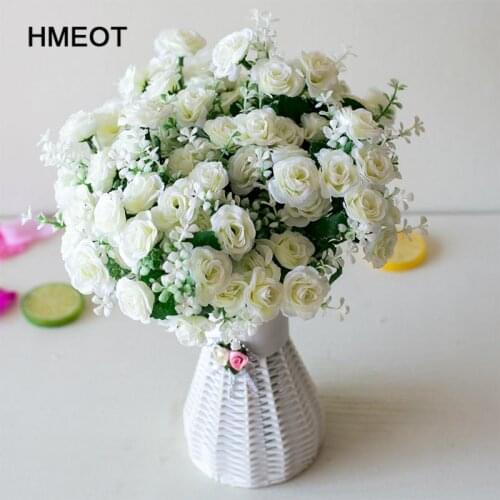 15 Head Mini Roses Artificial Flower Wedding Scene Layout Flowers Living Room Desk Home Decoration Fake Flower Accessories