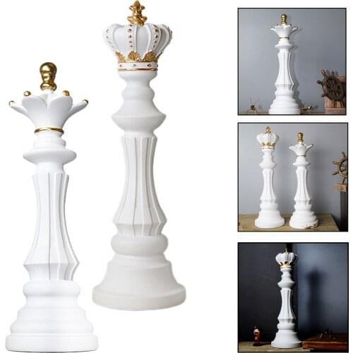 2x Chess Statue White Chessman Figurine Nolvety Sculpture Collectible Gifts