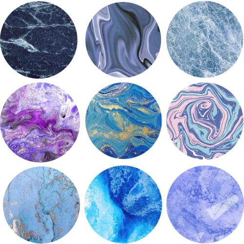 Water color glass cabochon,Blue Green and yellow color marble patterns Round photo glass cabochon demo flat back Making finding