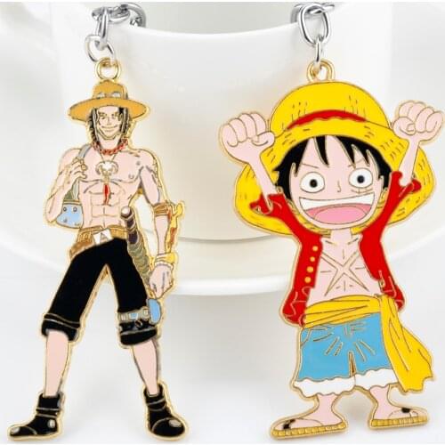 Dongsheng Anime One Piece Monkey D. Luffy Keychain Keyrings Metal Key Ring llaveros Key Chain Chaveiro Anime Jewelry