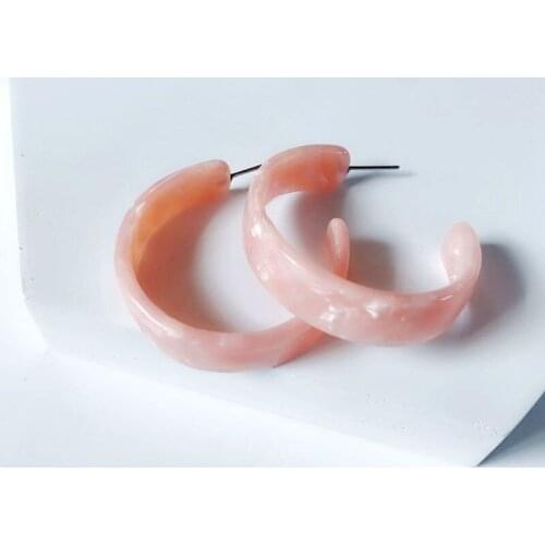 Pink C Shaped Resin Elegant Simple Stud Earring