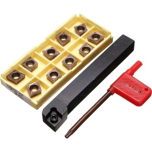 HLZS-SCLCR1212H09 Holder Lathe Tool Cutter With 10pcs CCMT09T304-PM Blades Insert CNC 100mm