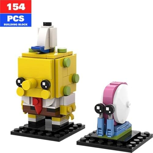 MOC Spongebobal & Gary Brickheadz Anime Characters Building Blocks Movie Figures Enlighten Brick Childrens Toys Gift MOC-38051