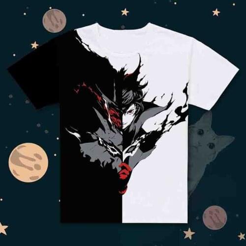 New Persona 5 T-shirt Anime JOKER t shirt Polyester Summer Short-sleeve Tees tops
