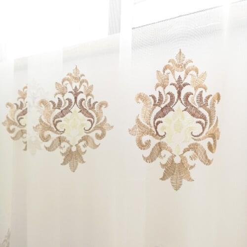 Slow Soul Europe Embroidered Floral Tulle Curtains Coffee Blue White For Living Room Kitchen 3d Bedroom Sheer Rideaux Fabric