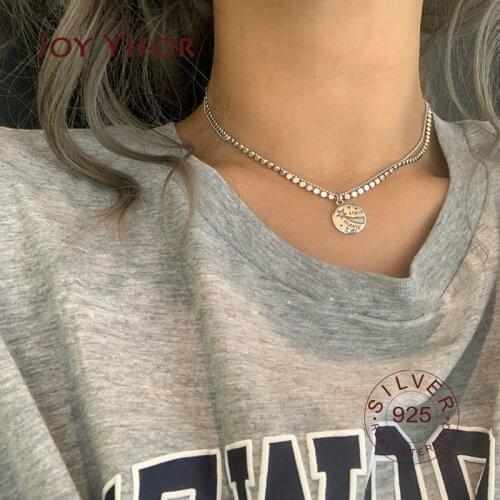 Trendy Simple Necklace Pendant 100% 925 Sterling Silver necklace for women Round Jewelry For Women & Girls Party Gift