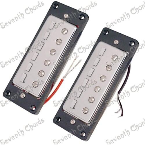 A Set of 2 Pcs Chrome Mini Style 6 String Pickup Humbucker for Guitar Replacement parts With Black Plastic Ring