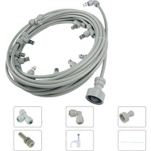 Outdoor Garden Low Pressure Atomizing Misting Cooling System With 6MM Quick Snap Brass Nozzles 3/4'' Plastic Adapter