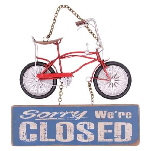 Wall Decor Metal Poster Door Sign Red Bicycle Closed Vintage Miniature Trinket Cafe Restaurant Hotel Decoration Quality