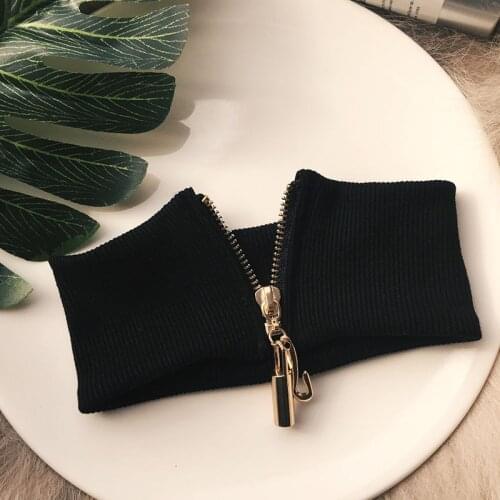 Autumn andwinter neckchainEuropean andAmerican fashion brand short necklace easy button zipper cotton thread stretch collarwomen