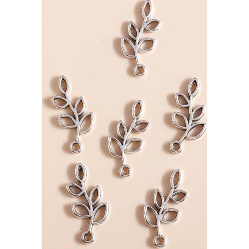 50pcs/lot 12*25mm Antique Silver Branches Charms Fit Necklaces Pendants Bracelets Making Tree Leaf Charms DIY Jewelry Findings