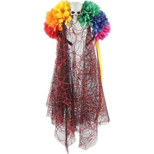 Day Of The Dead Veil Corpse Brihee Hairband Daisy Mexican Fancy Dress Flower Headband Halloween Skull Party Costume Accessory