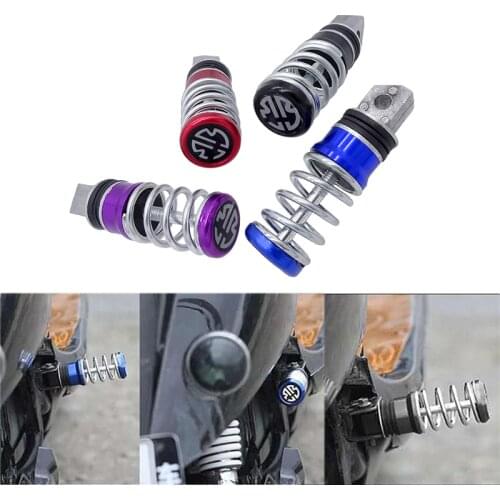 1 Pair Spring Foot Rest Motorcycle Front Footrests Anti-Slip Foot Rest Scooter Foot Pegs for Yamaha Sukuzi Hond etc Moto Pedals