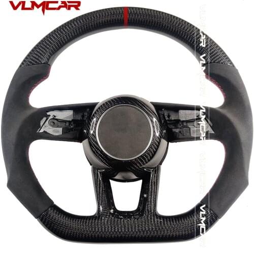 Custom Carbon Fiber Steering Wheel With Alcanta For Audi A3 RS3 RS4 RS5 RS6 RS7