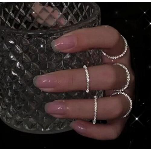 Crystal Chains Rings for Women Luxury Shiny Zircon Ring Handmade Engagement Wedding Band Party Jewerly Gift Bague Femme BFF