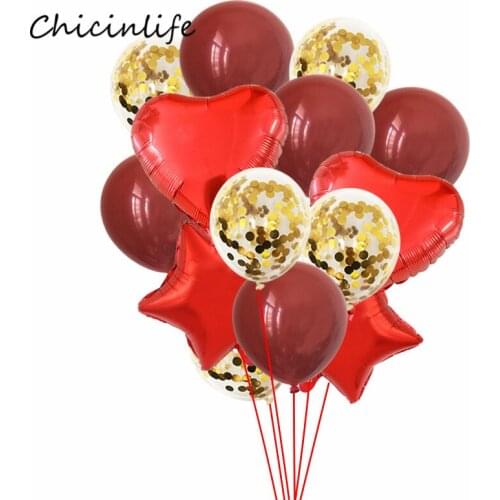Chicinlife Red Love Heart Balloon Anniversary Valentines Day Bachelorette Party Balloons Wedding Decoration Confetti Ballons