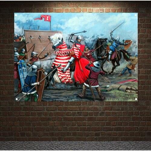 Medieval Warrior Armor Painting Wall Hanging Knight Templar Flag Banner Hang on the wall 4 grommets Custom Flag Home Decoration
