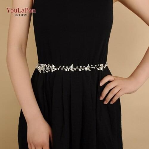 TOPQUEEN SH142 Wedding Rhinestone Belt Diamond Belts for Wedding Dress Wedding Dress Belt Thin Bridal Belt for Girlfriend