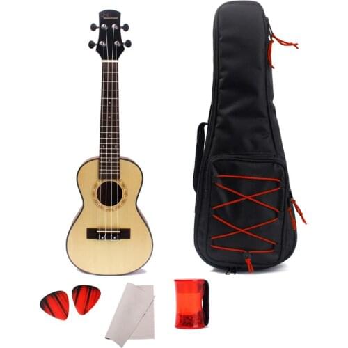 24" Spruce Ukulele Rosewood Fretboard 4 Strings Ukulele Anti-broken Polycarbonate Ukulele for Musical Instrument New