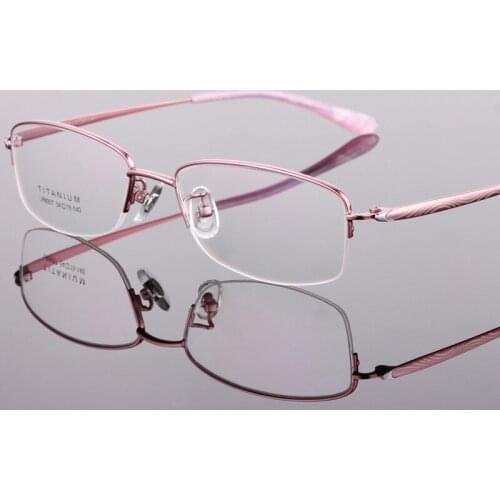 High Quality Pure Titanium Ladies Fashion Half Frame Ultra Light Glasses Prescription Glasses Monturas De Lentes Mujer