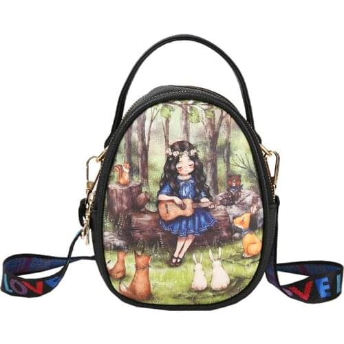 High Quality PU Leather Ladies Cute Cartoon Printing Handbag Women Messenger Shoulder Bag Female Crossbody Bags for Girls Bolsa