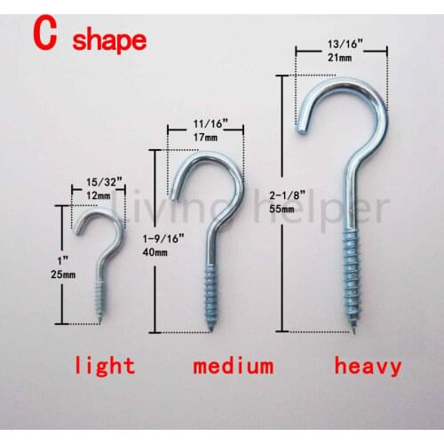 10/25X Picture Frame Plant Lamp Light Cabinet RV Tool Plant Curtain Net Wire Eye Bolt Eyebolt Screw in Spiral Hanger C Cup Hook